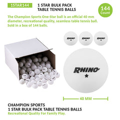 1 Star Table Tennis Balls Bulk Pack