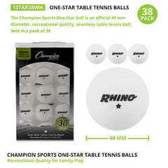 1 Star Table Tennis 38/Box White