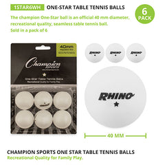 1 Star Table Tennis 6/Pack White