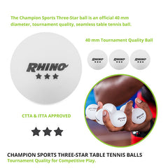 3 Star Tournament Table Tennis White