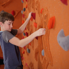 Horizontal Rock-Textured Climbing Wall- Sandstone Orange