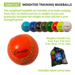Weighted Training Baseball Set of 9