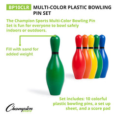 Multi-Color Plastic Bowling Pin Set