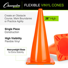 High Visibility Flexible Vinyl Cone Orange