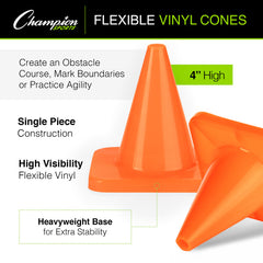 High Visibility Flexible Vinyl Cone Orange