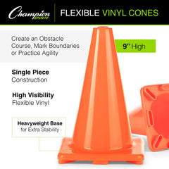 High Visibility Flexible Vinyl Cone Orange