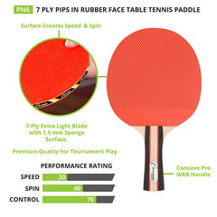 7 Ply Pips Out Rubber Face Table Tennis Paddle