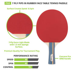 7 Ply Pips In Rubber Face Table Tennis Paddle