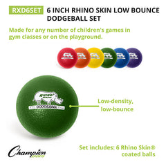 6 Inch Rhino Skin Low Bounce Dodgeball Set